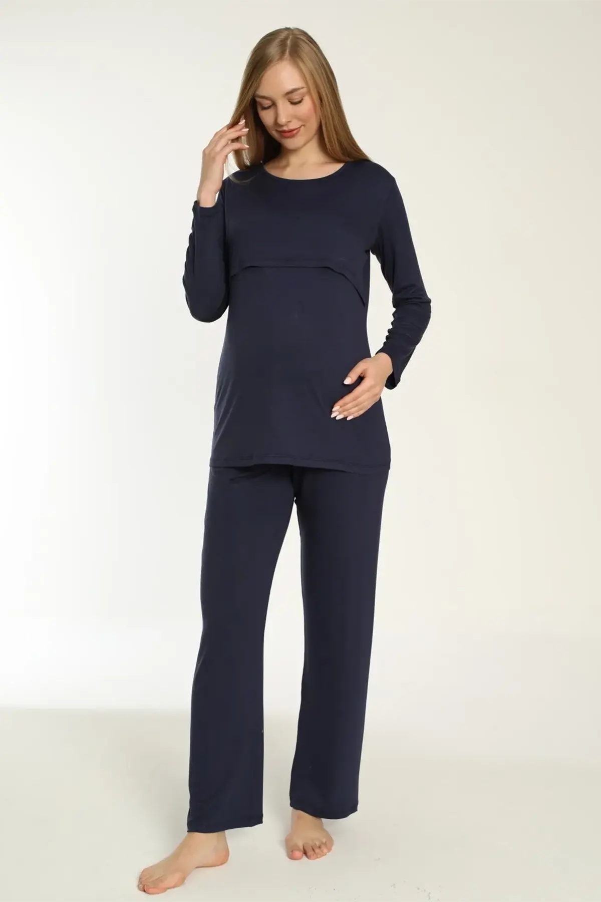 Easy Breastfeeding Maternity & Nursing Pajamas Navy Blue - 3244