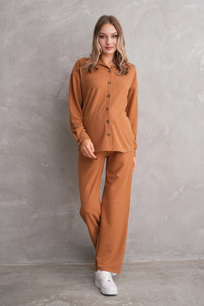 Ribbed Maternity & Nursing Pajamas Coffee - 3246