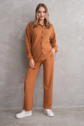 Ribbed Maternity & Nursing Pajamas Coffee - 3246