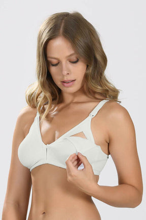 Seamless Non-Underwired Cotton Nursing Bra Ecru - 3581