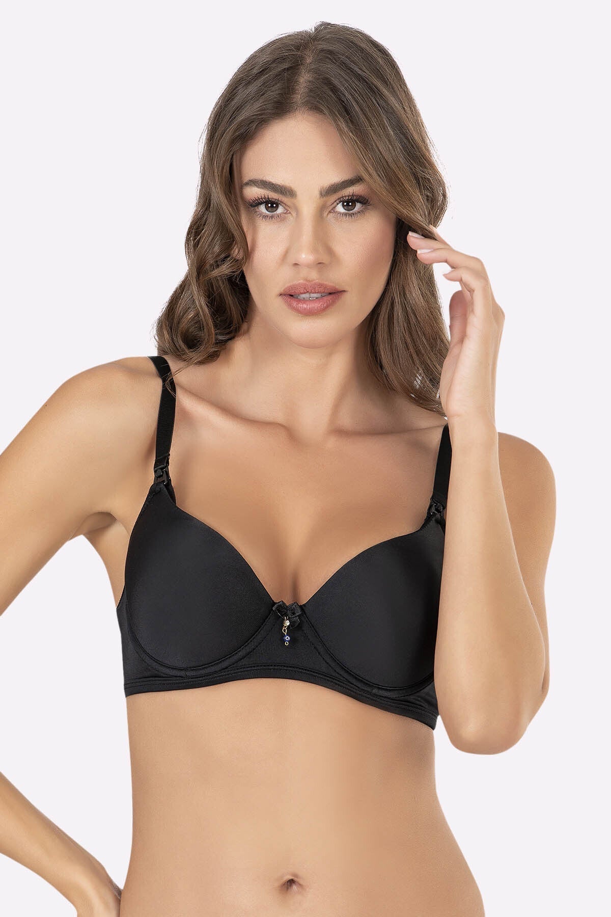 Covered Underwired Nursing Bra Black - 3628