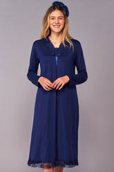 Lace Skirt Maternity & Nursing Nightgown Navy Blue - 4100