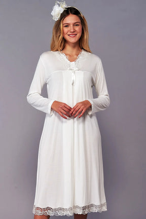 Lace Skirt Maternity & Nursing Nightgown Ecru - 4100