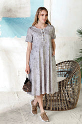 Pattern Plus Size Women's Dress Grey - 4418