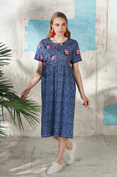 Rose Plus Size Women's Nightgown Navy Blue - 4421