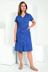 Front Button Women's Dress Blue - 4613