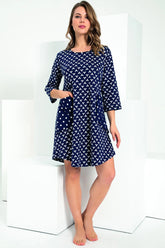 Patterned Women's Dress Navy Blue - 4615