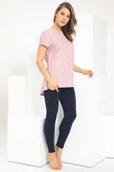 Woven Women's Tight and Tunic Set Pink - 4618
