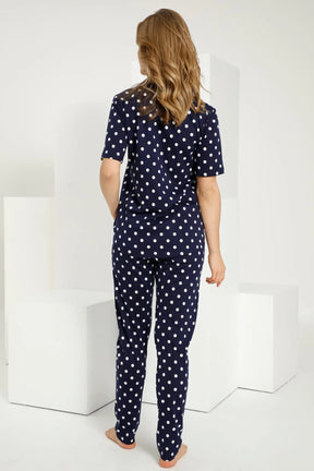 Polka Dot Maternity & Nursing Pajamas Navy Blue - 4635