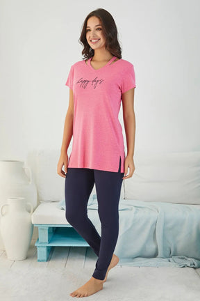 Melange Women's Tight and Tunic Set Pink - 4810