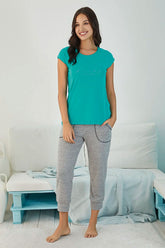 Melange Women's Capri Pajamas Green - 4817