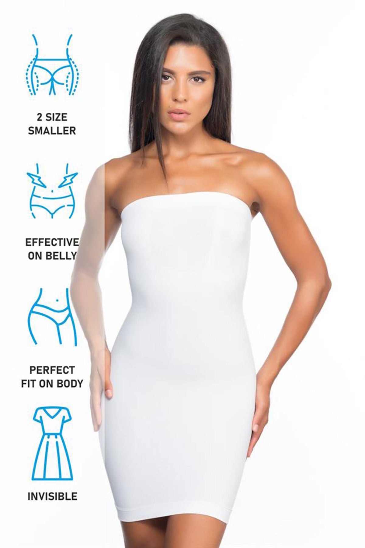 Seamless Straples Postpartum Corset Dress White - 5065