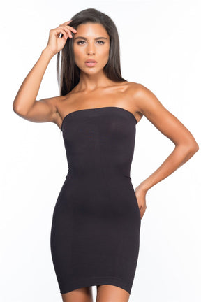 Seamless Straples Postpartum Corset Dress Black - 5065