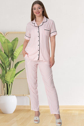 Stripe Maternity & Nursing Pajamas Pink - 5150