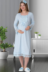 Skirt Lace Maternity & Nursing Nightgown Blue - 5209