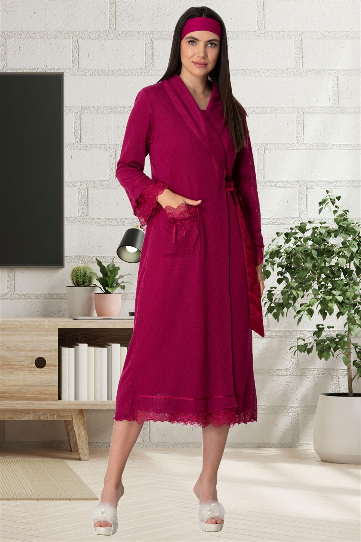 Knitwear Guipure Maternity Robe Fuchsia - 5520