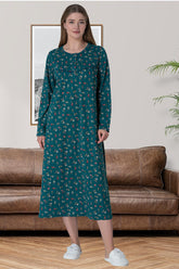 Flowery Plus Size Maternity & Nursing Nightgown Green - 6025