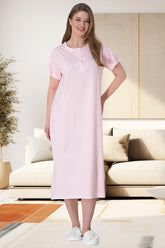 Plaid Plus Size Maternity & Nursing Nightgown Pink - 6044