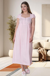 Striped Maternity & Nursing Nightgown Pink - 6052