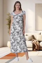 Flowery Maternity & Nursing Nightgown Ecru - 6053