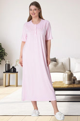 Lace Collar Plus Size Maternity & Nursing Nightgown Pink - 6054