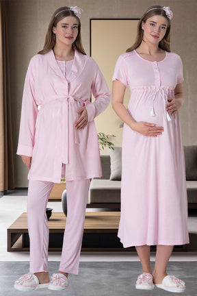 Bow Striped 4 Pieces Maternity & Nursing Set Pink - 6061