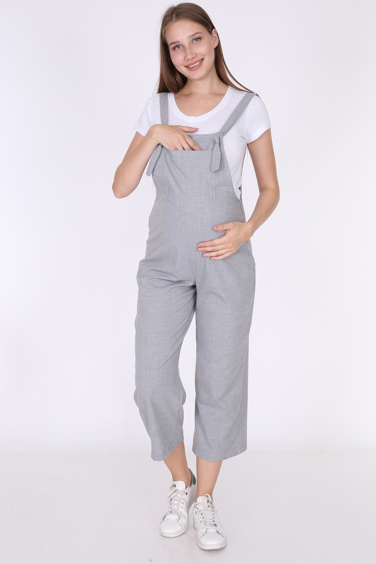 Cotton Maternity-Nursing Jumpsuit Grey - TT6100