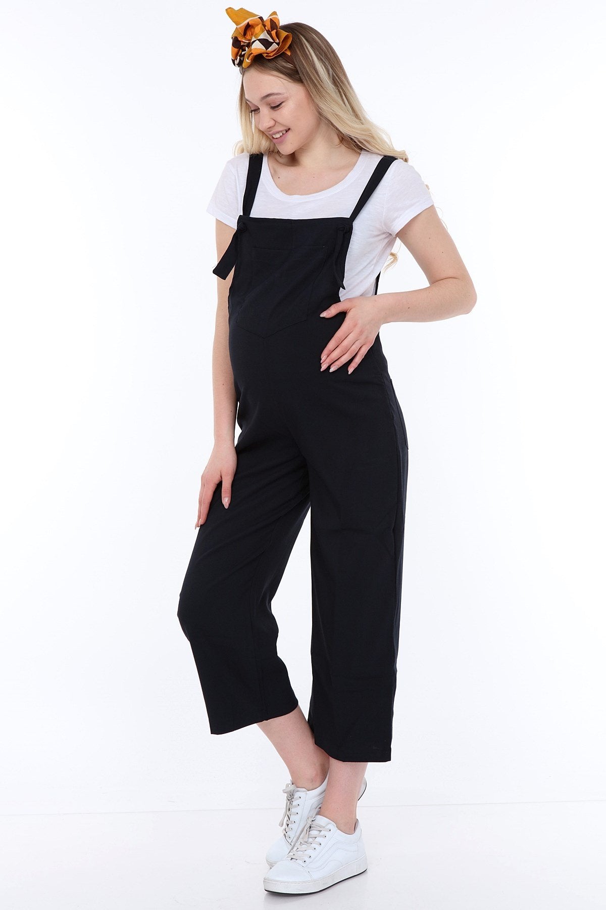 Cotton Maternity-Nursing Jumpsuit Navy Blue - TT6102