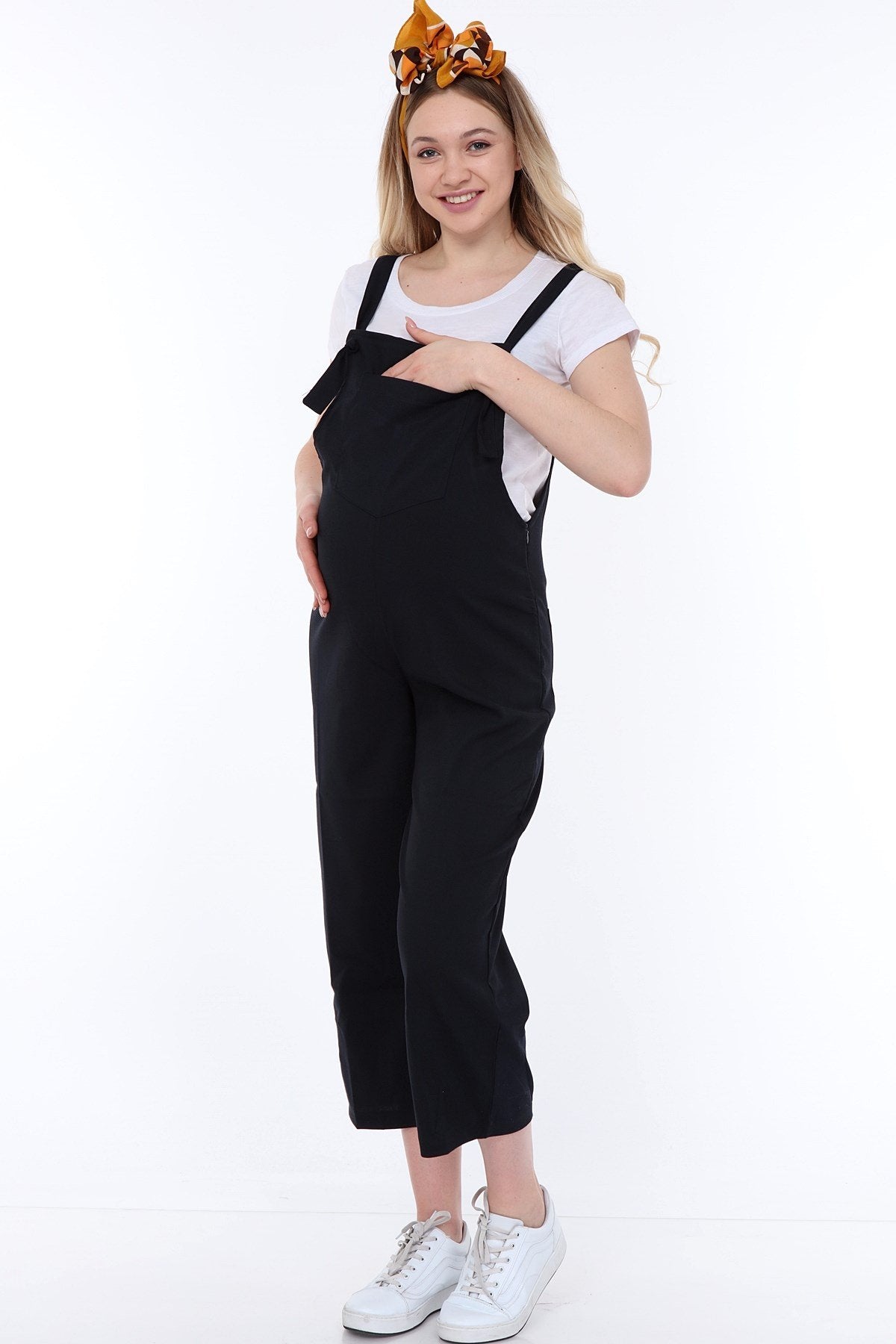 Cotton Maternity-Nursing Jumpsuit Navy Blue - TT6102