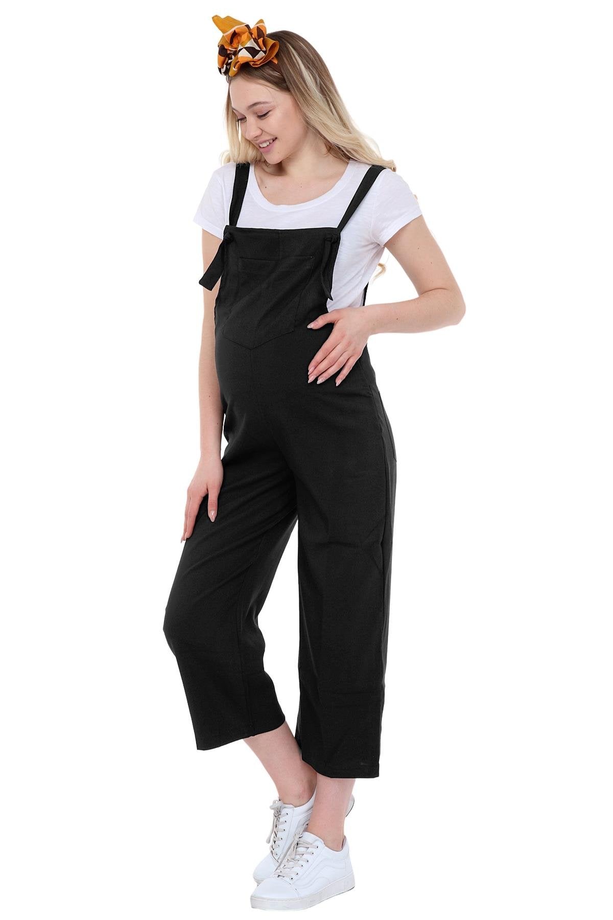 Cotton Maternity-Nursing Jumpsuit Black - TT6105