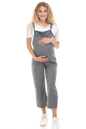 Cotton Maternity-Nursing Jumpsuit Charcoal - TT6106