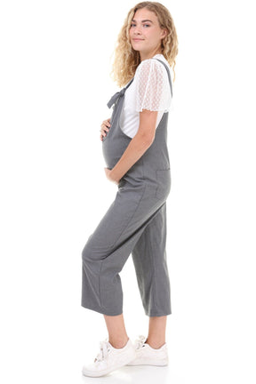 Cotton Maternity-Nursing Jumpsuit Charcoal - TT6106