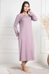 Lace Collar Maternity & Nursing Nightgown Dried Rose - 6106