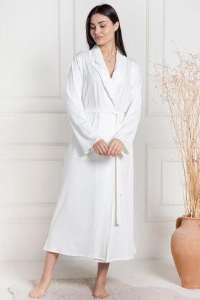 Lace Collar Maternity Robe Ecru - 6107