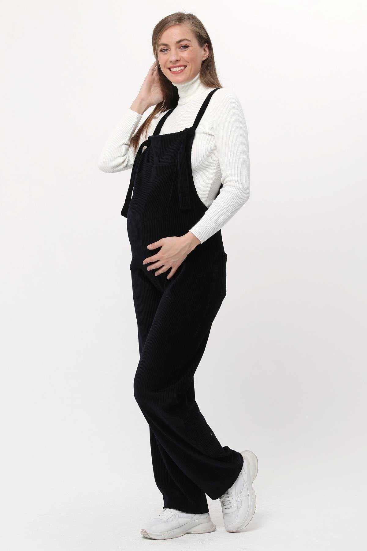 Velvet Maternity-Nursing Jumpsuit Navy Blue - TT6112