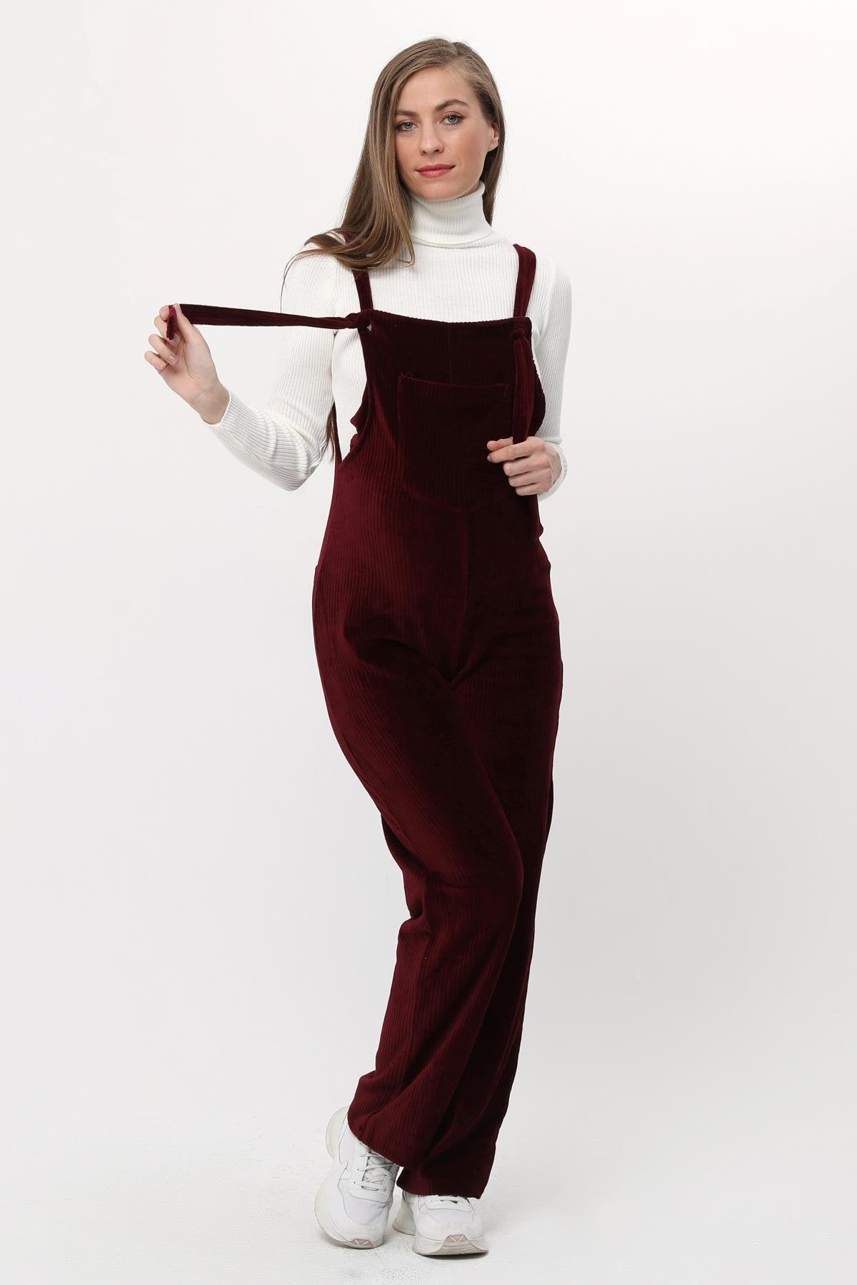 Velvet Maternity-Nursing Jumpsuit Claret Red - TT6113