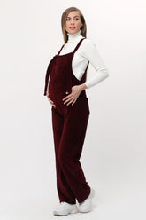 Velvet Maternity-Nursing Jumpsuit Claret Red - TT6113