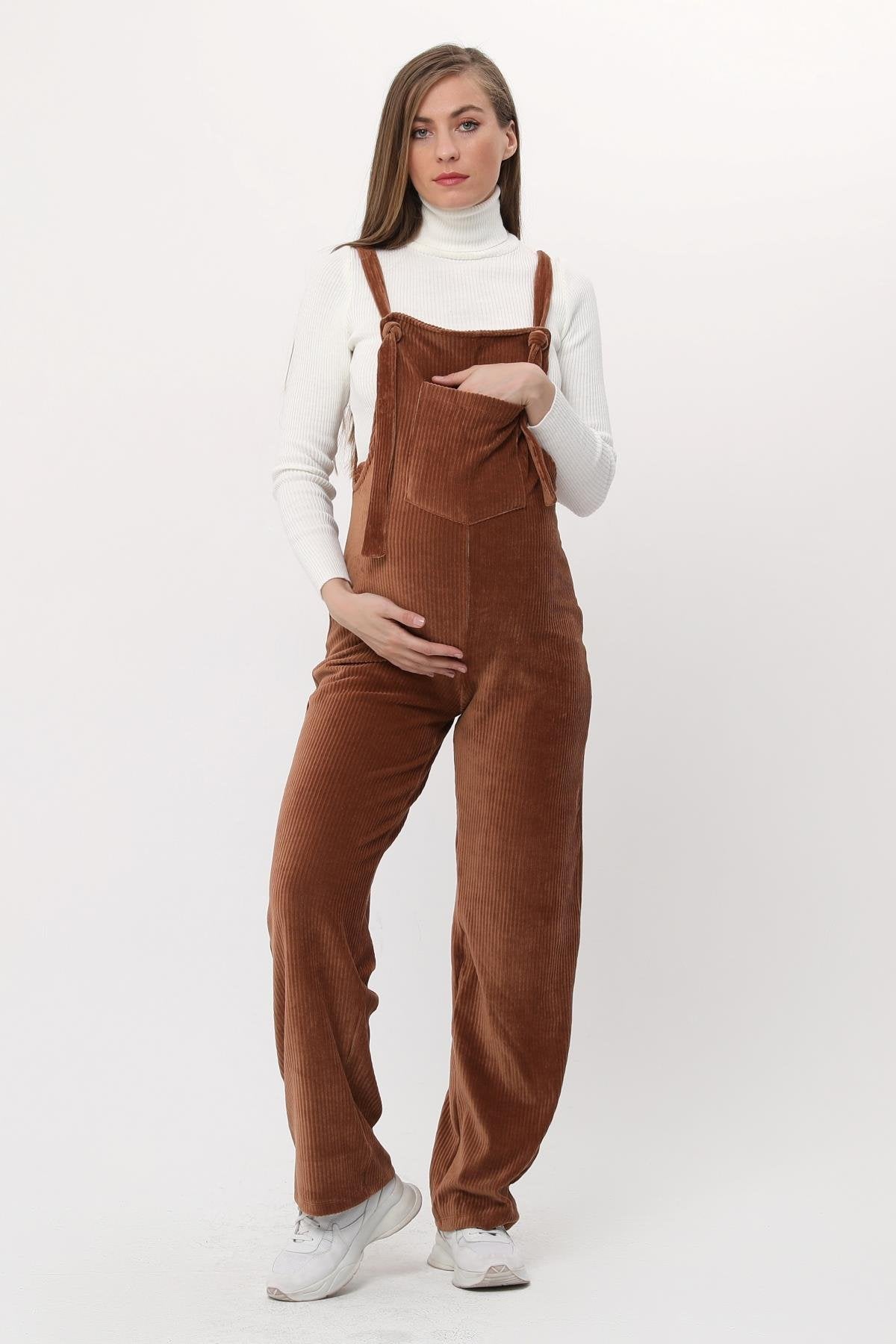 Velvet Maternity-Nursing Jumpsuit Coffee - TT6114