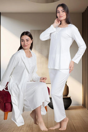 Lace Collar 4-Piece Maternity-Nursing Set Ecru - 6157