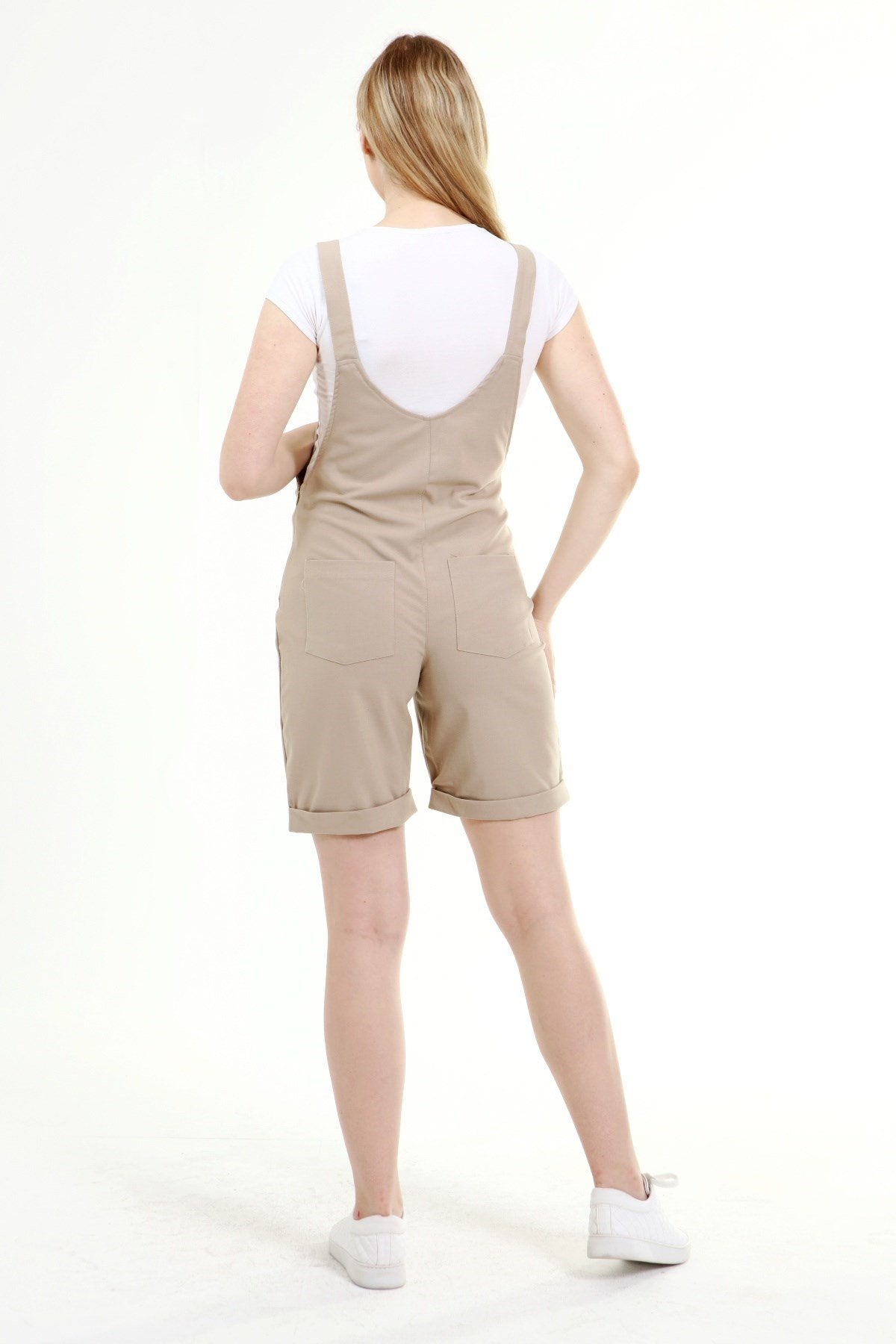 Cotton Maternity-Nursing Short Jumpsuit Beige - TT6201