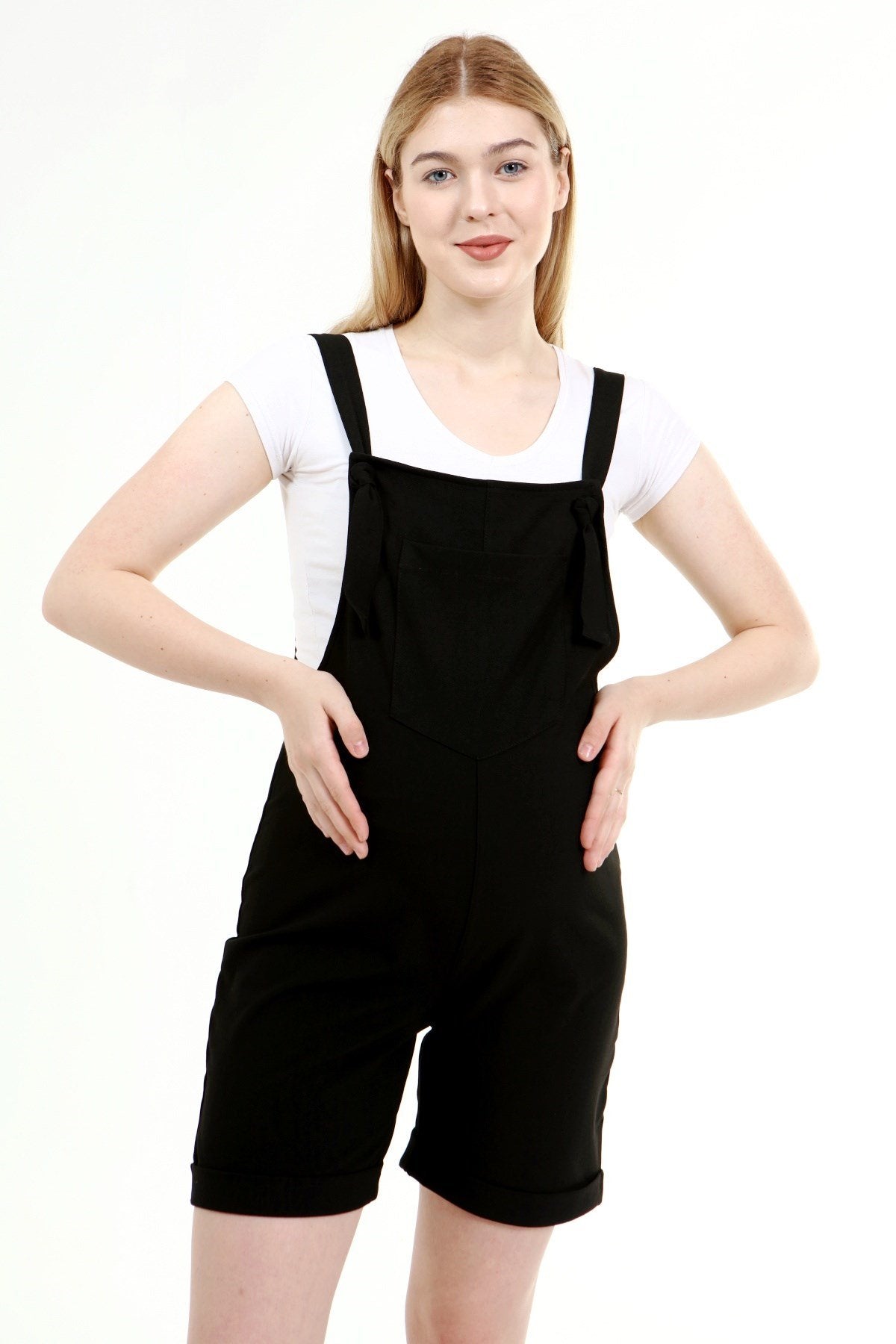 Cotton Maternity-Nursing Short Jumpsuit Black - TT6205