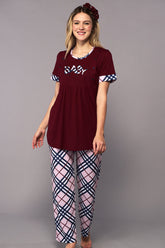 Baby Maternity & Nursing Pajamas Claret Red - 6322