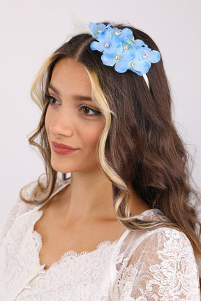 Violet Flowered Postpartum And Bride Crown & Slippers Set Blue - 919503