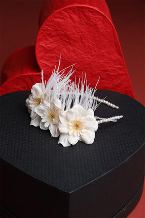 Water Lily Flowered Postpartum And Bridal Crown Ecru - 9104