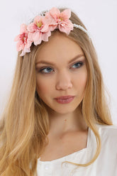 Water Lily Flowered Postpartum And Bridal Crown Pink - 9104