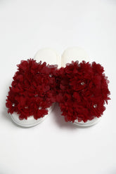 Azalea Flowered Postpartum And Bridal Slippers Claret Red - 9501