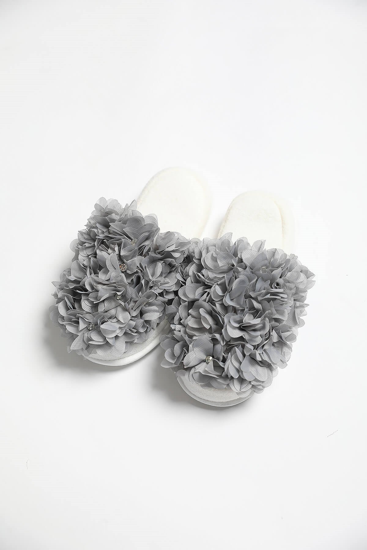 Azalea Flowered Postpartum And Bride Crown & Slippers Set Grey - 919501