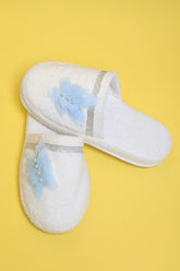 Butterfly Themed Postpartum And Bridal Slippers Blue - 9502
