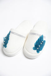 Butterfly Themed Postpartum And Bridal Slippers Petrol - 9502