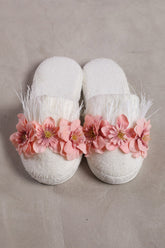 Water Lily Flowered Postpartum And Bridal Slippers Pink - 9504